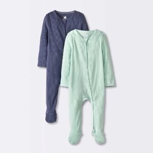 Cloud Island Kids Footies - Navy and Mint